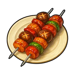 거대한 버섯 고기 꼬치